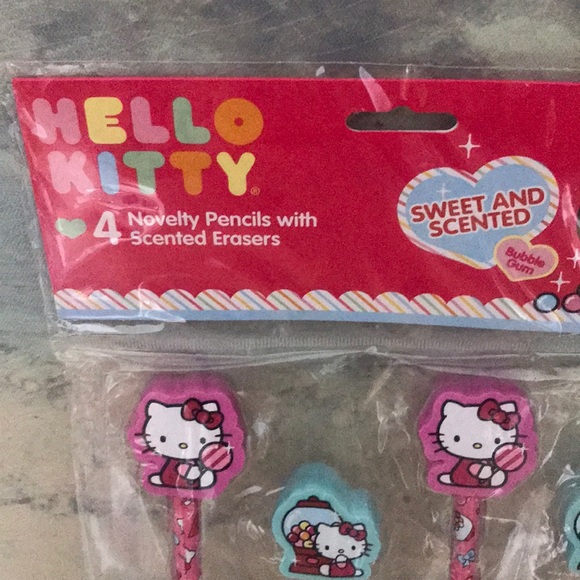 HELLO KITTY pencils scented erasers 4 pack NWT - Picture 2 of 4